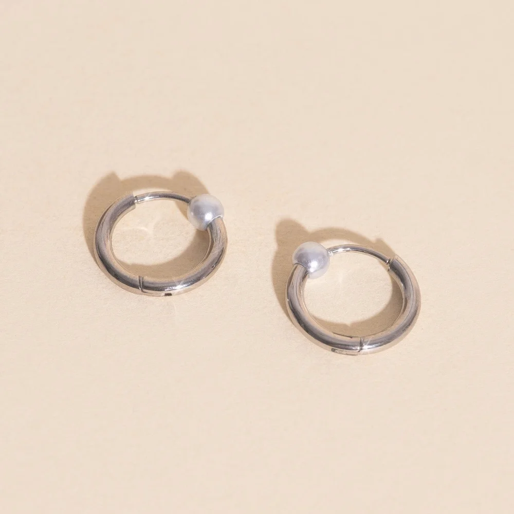 Pearl Huggie Hoop Earrings