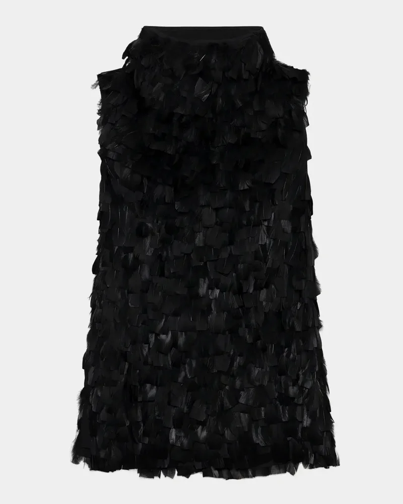 Faux-Feather Shift Mini Dress