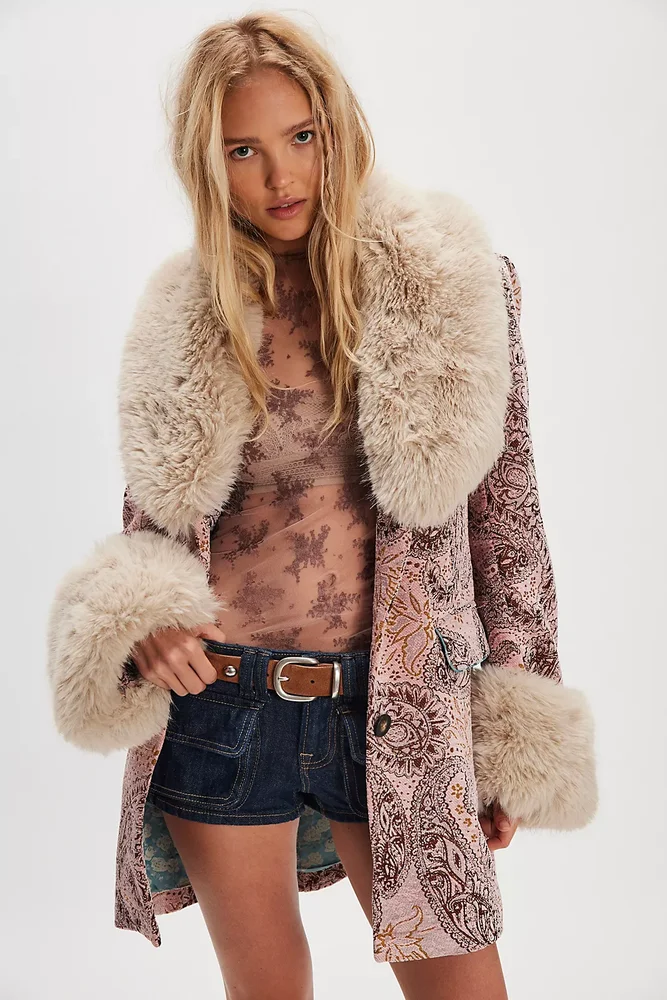 Mercer Faux Fur Collar Tailored Coat