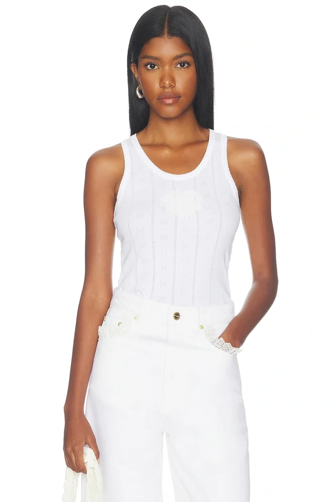Compact Pointelle Rib Jersey Tank Top