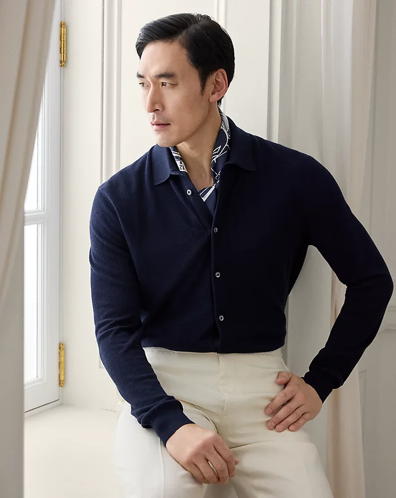 Textured Silk-Cotton Shirt Sweater