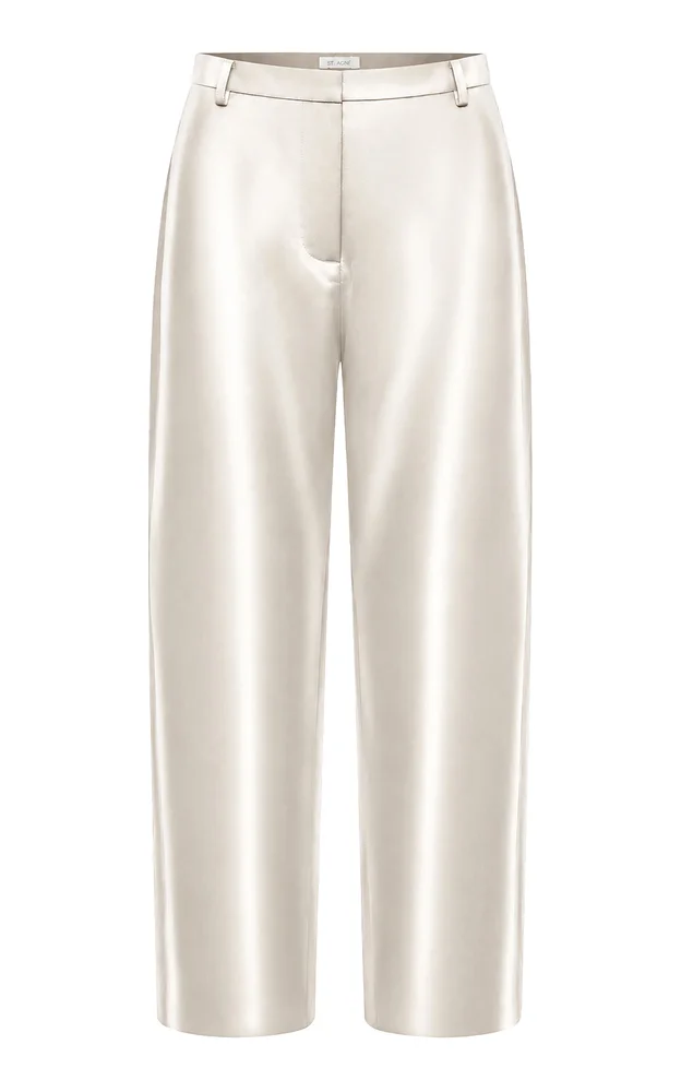 Structured Satin Cotton-Blend Balloon Pants