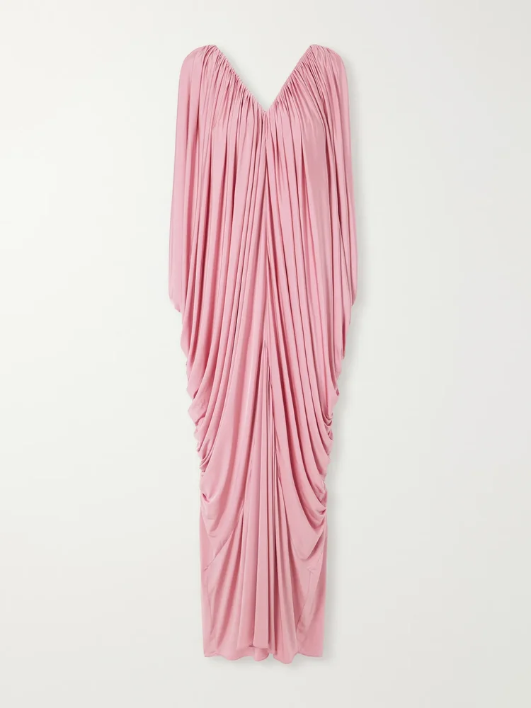 Draped stretch-jersey maxi dress