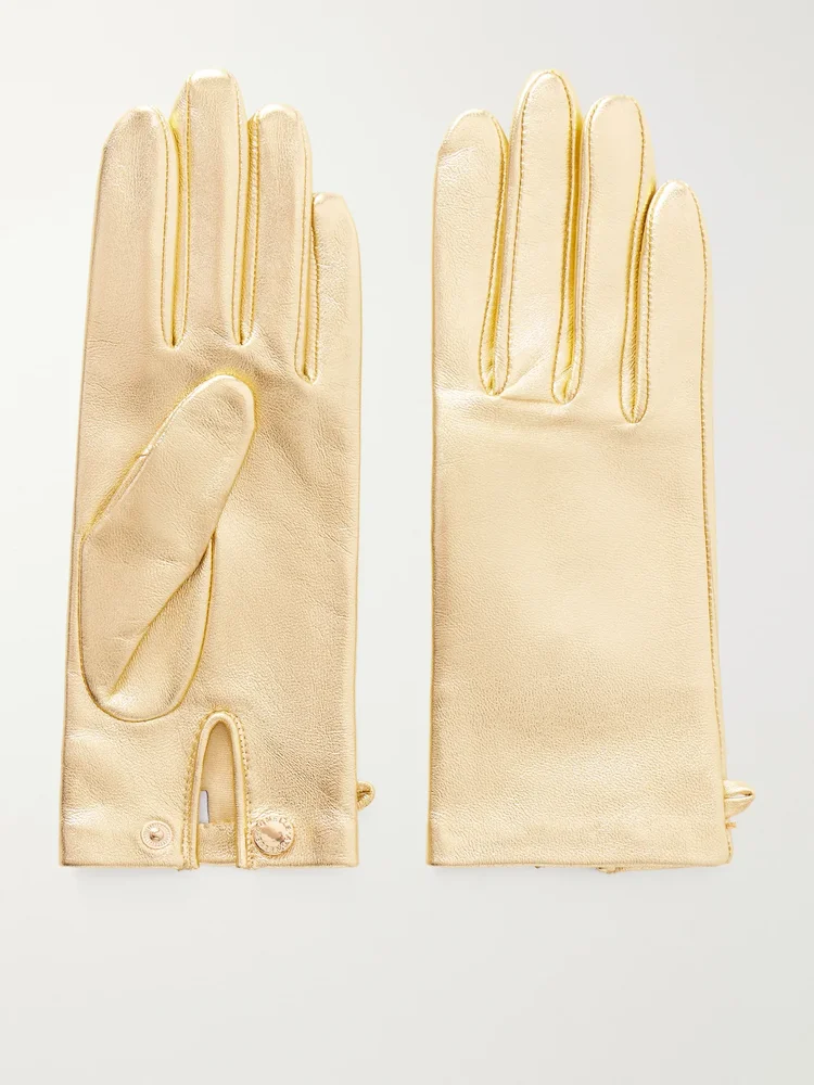 Olga metallic leather gloves