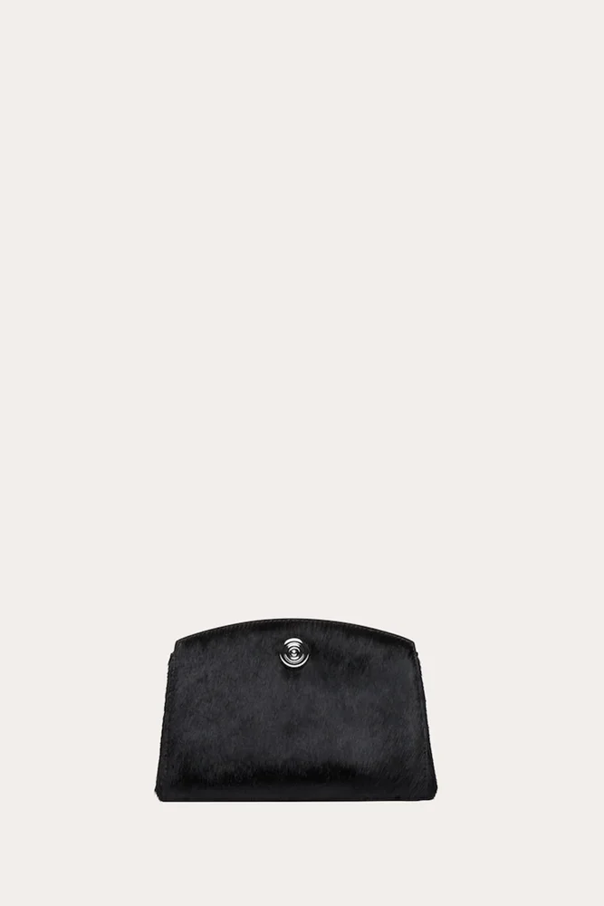 Pushlock Clutch Black Hair Calf