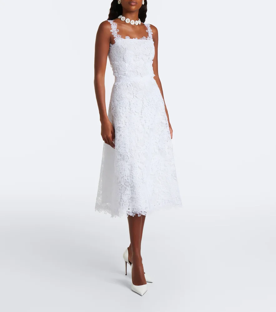 Floral guipure lace midi dress
