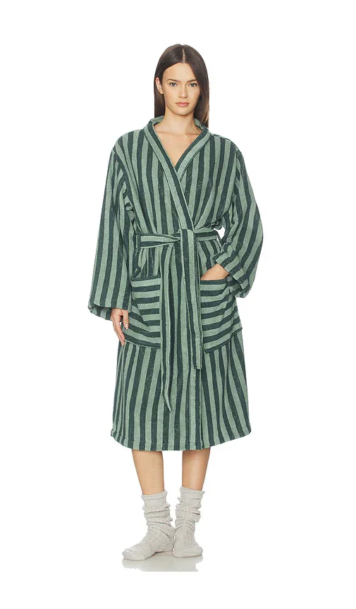 Pembroke Stripe Cotton Robe Piglet in Bed