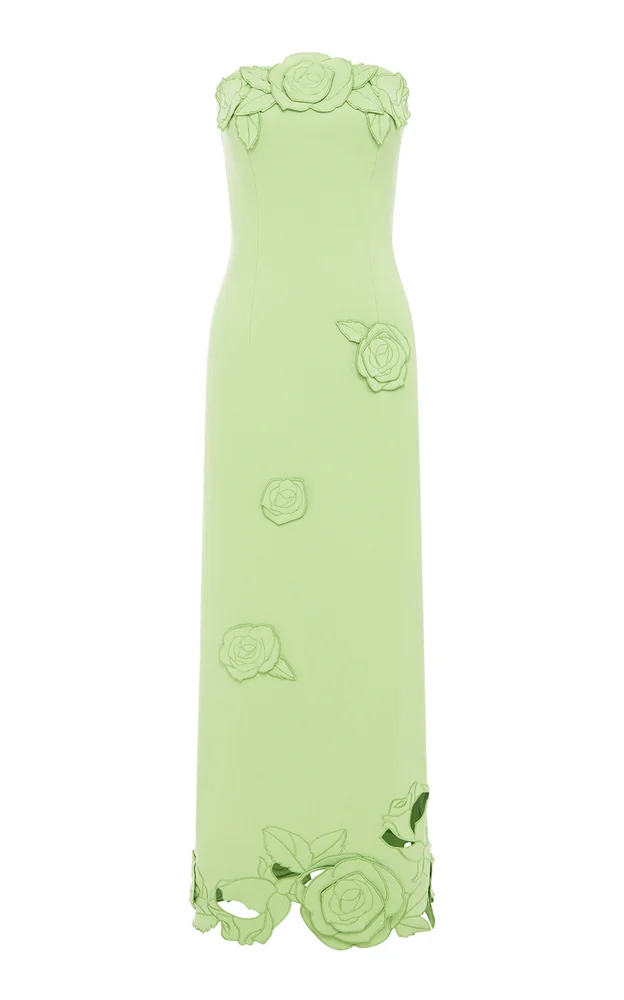 Rayna Floral-Appliquéd Crepe Maxi Dress