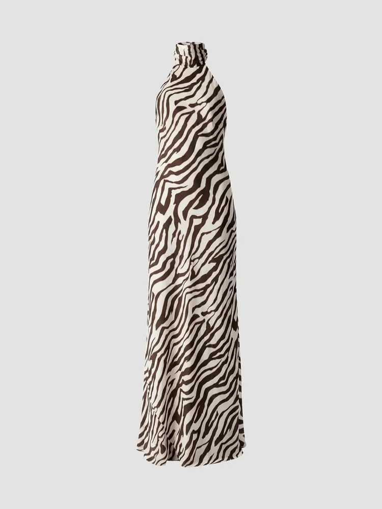 Alina Striped Halterneck Column Gown