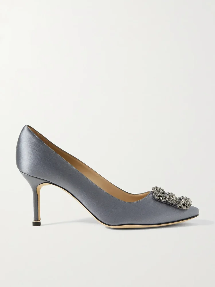 Hangisi 70 crystal-embellished satin pumps