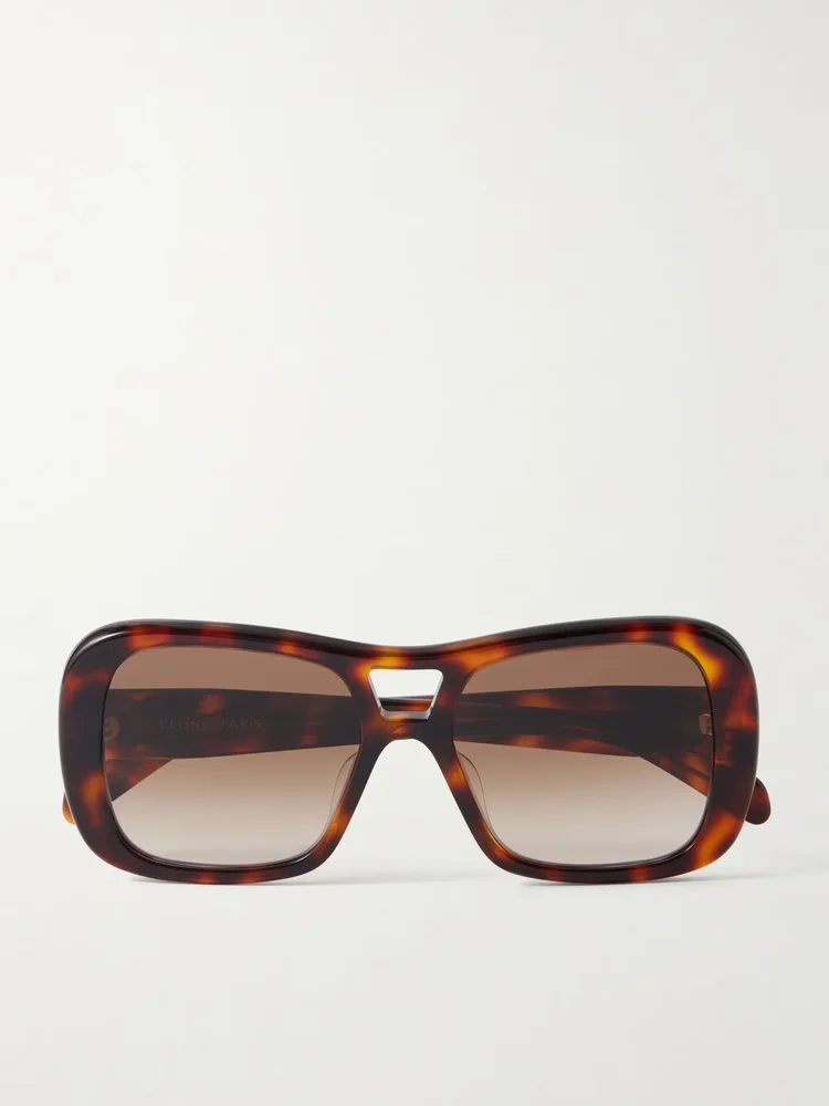 Aviator-style tortoiseshell acetate sunglasses
