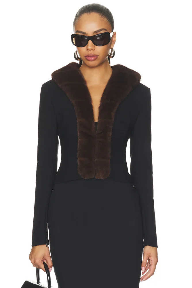 Faux Fur Collar Cardigan