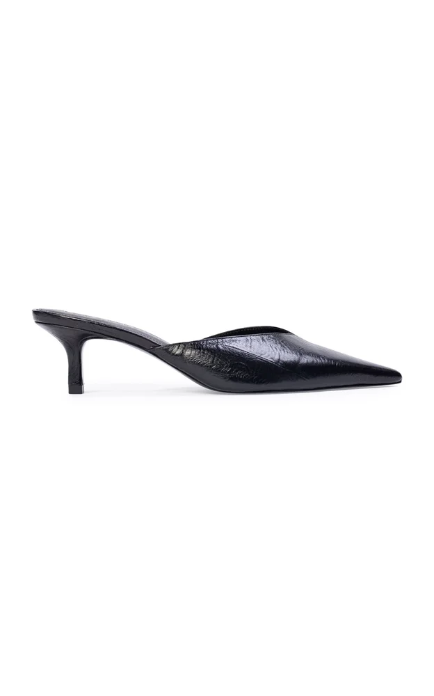 Analisa Eel-Printed Leather Mules