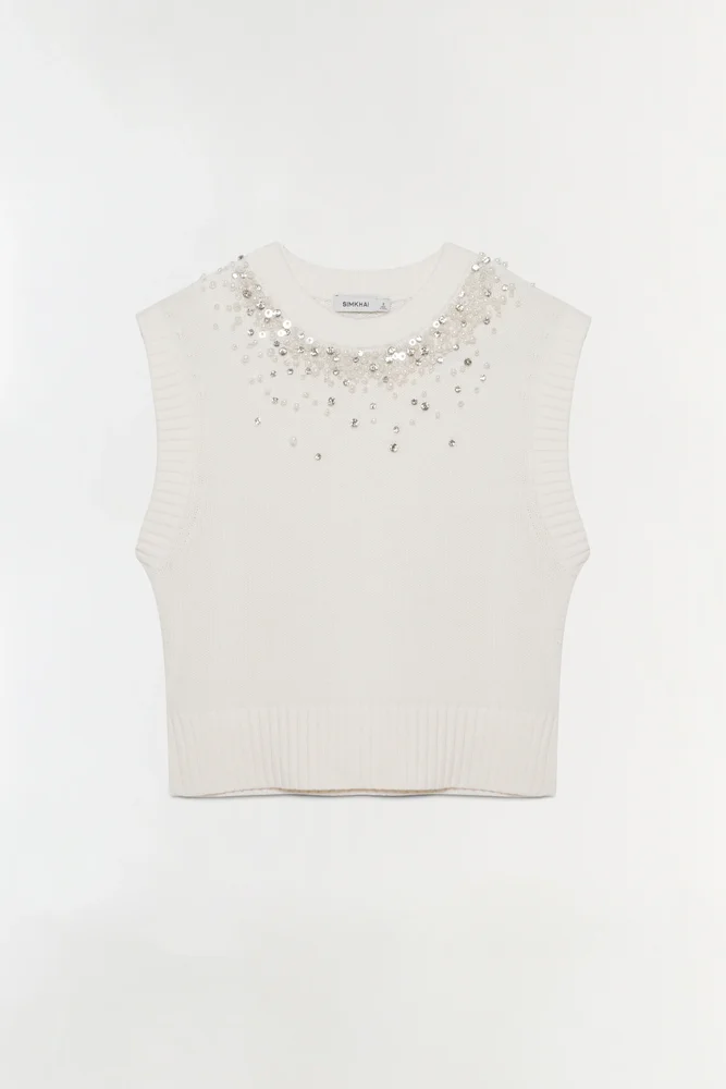 Candra Embellished Knit Vest