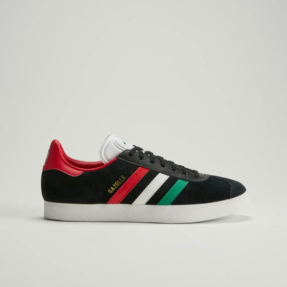 Gazelle Shoes in Core Black/Cloud White/Better Scarlet