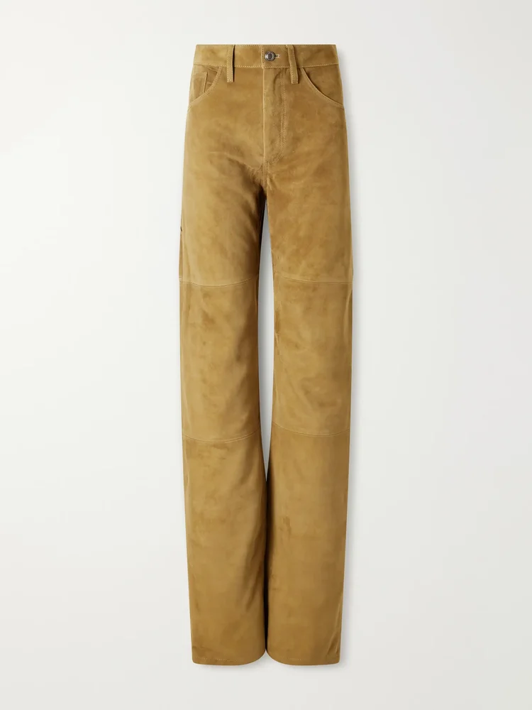 Mills suede straight-leg pants