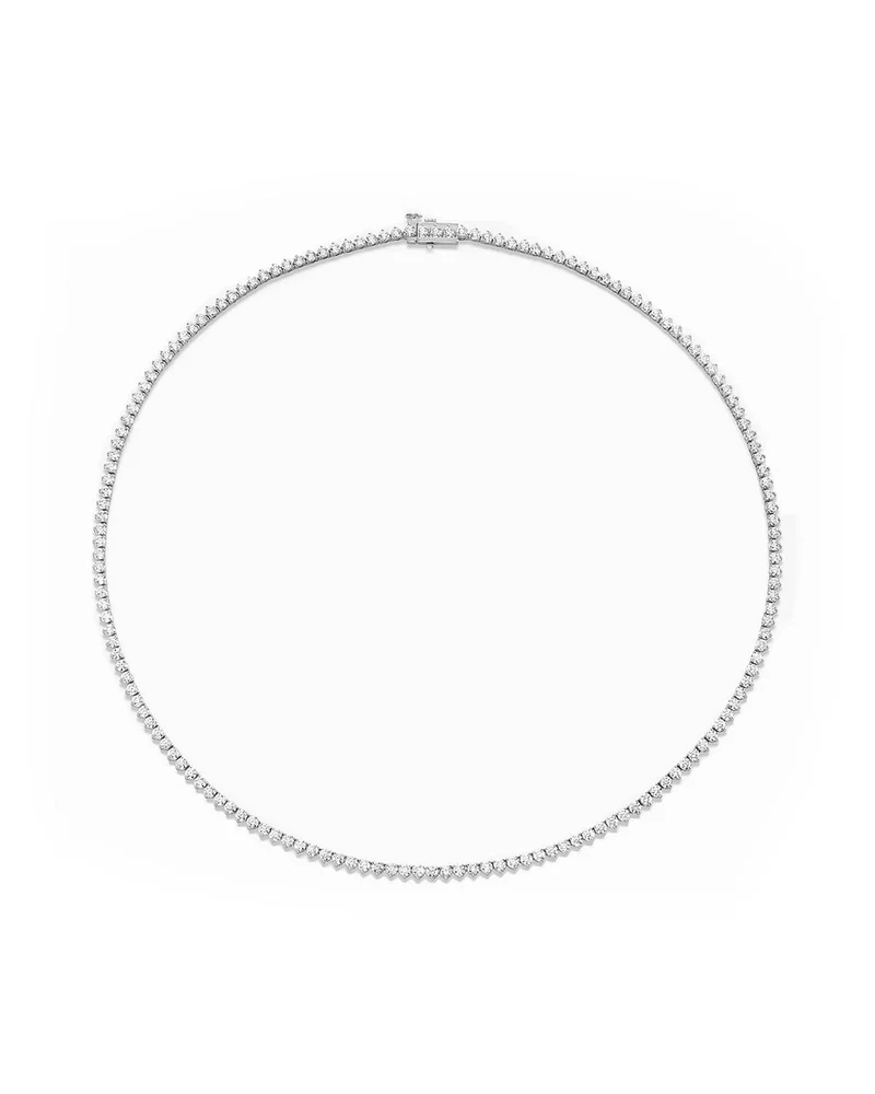 Tennis Necklace, Petite in 14K Gold, 6.40 ctw Round Brilliant Lab Grown Diamonds, 16"