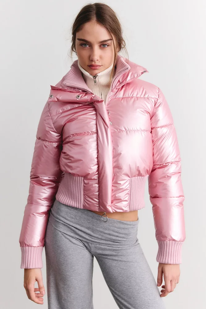 BDG Fireside Cropped Funnel Neck Puffer Jacket