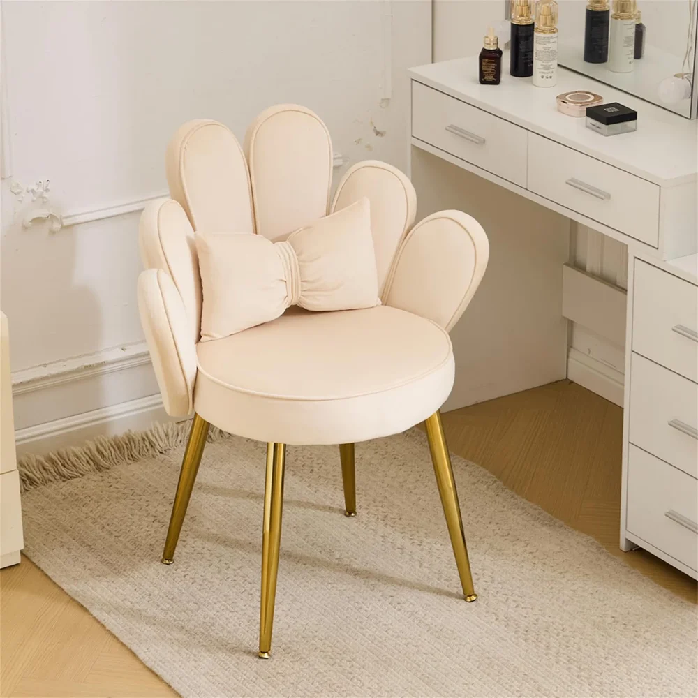 Boucle Vanity Chair with Back and Pillow