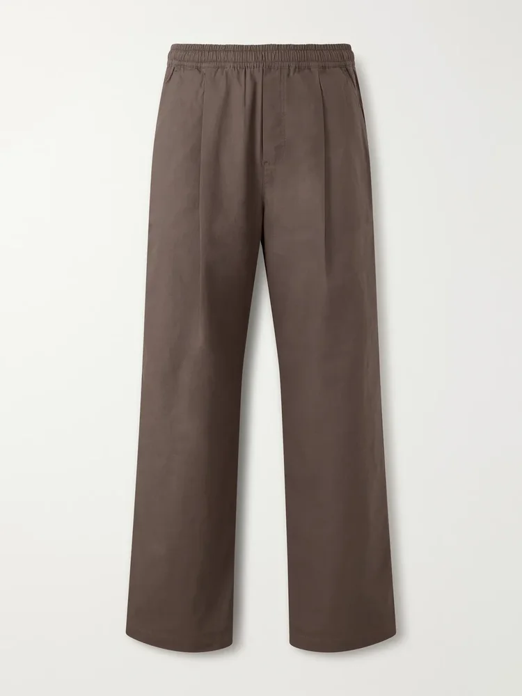 Straight-Leg Pleated Cotton-Blend Ripstop Trousers
