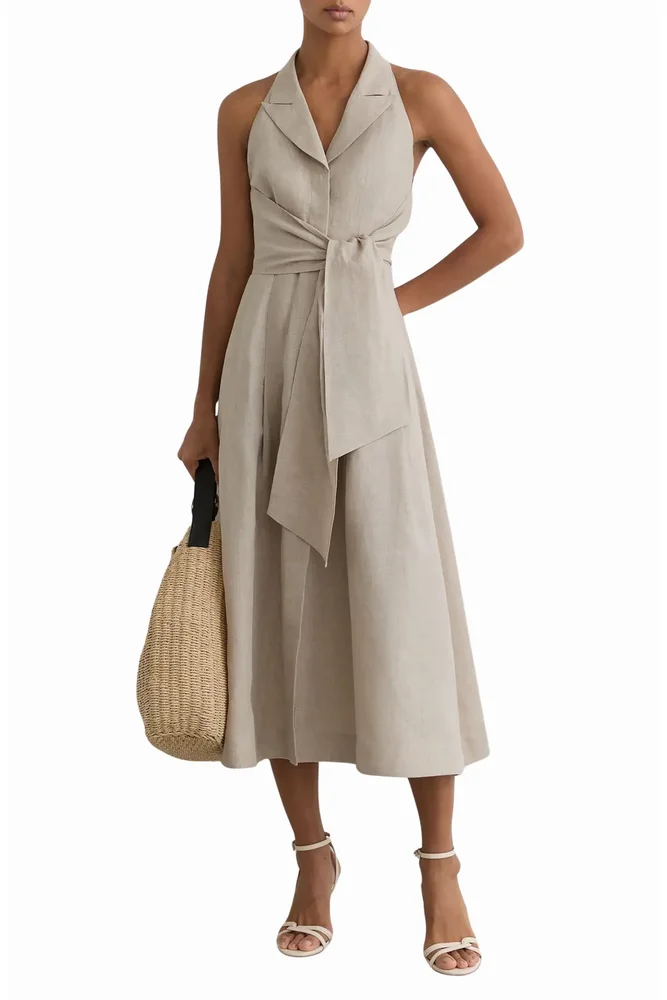 Tara Sleeveless Linen Midi Dress