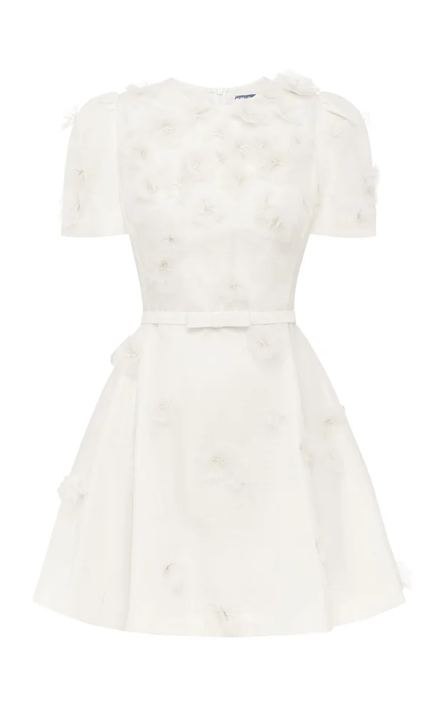 Elyse Petal-Embellished Linen-Silk Mini Dress