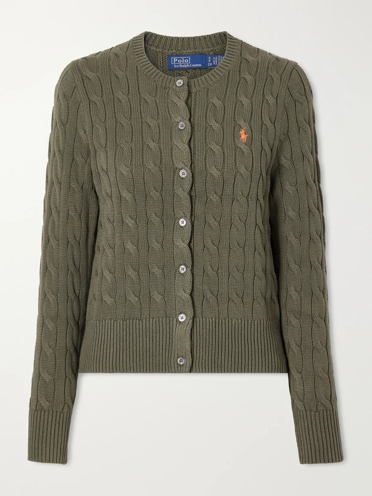 Cable-knit cotton cardigan