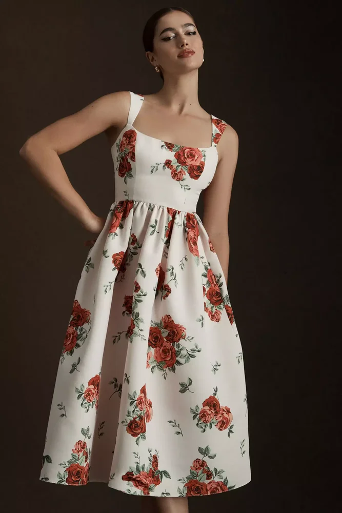 Blaine Square-Neck Midi Dress