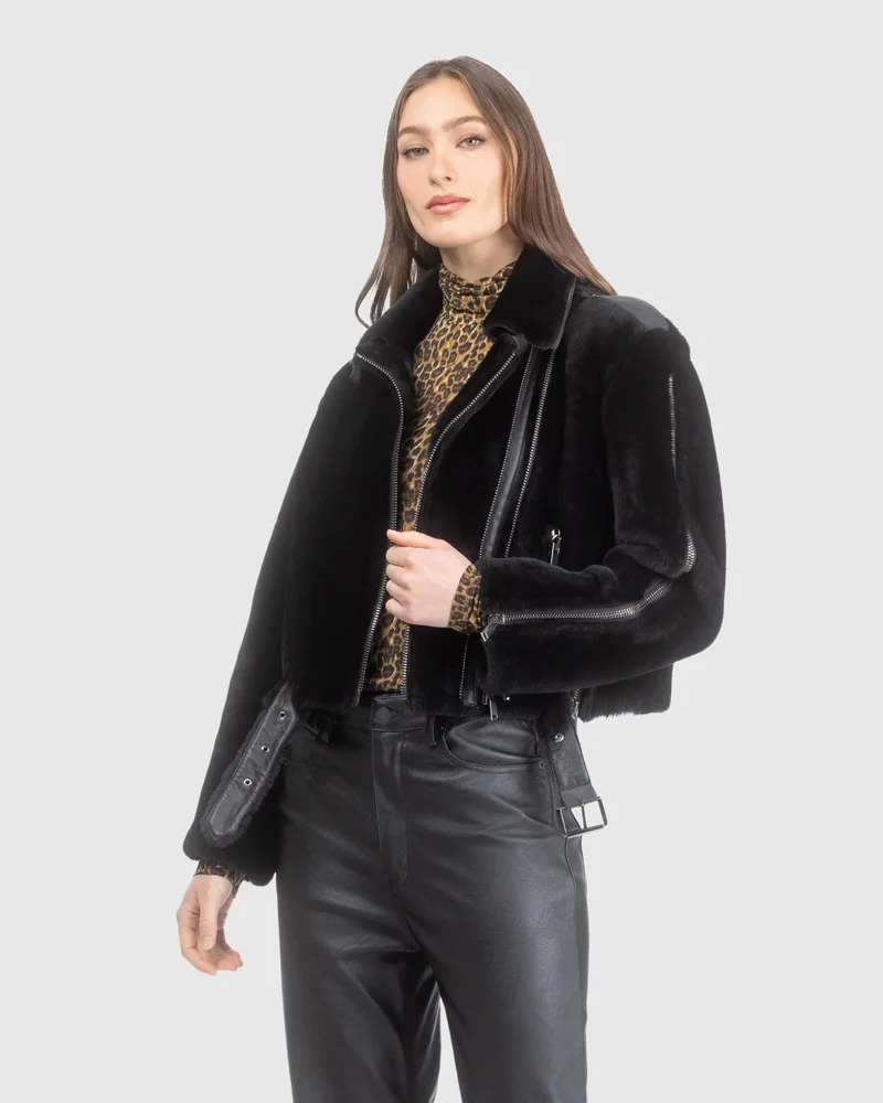 Select Shearling Lamb and Leather Moto Jacket