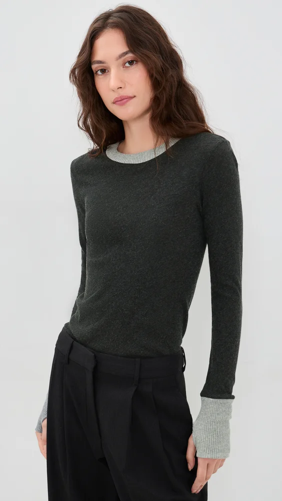 Cashmere Jersey Crew Top