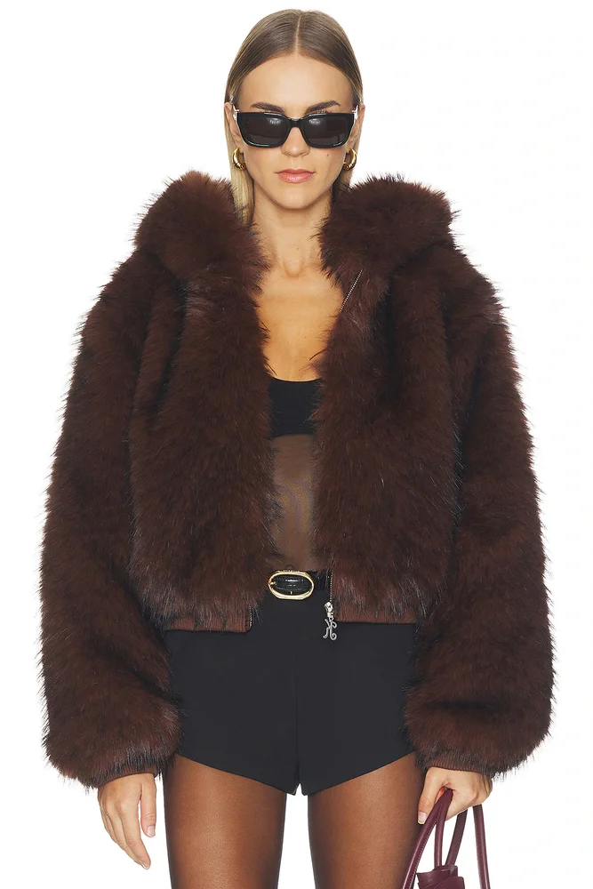 Hooded Faux Fur Jacket