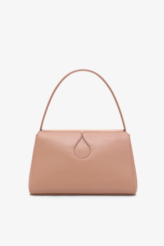 Nude leather shoulder bag with drop-shaped detail