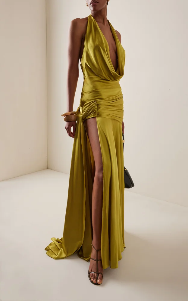 Exclusive Brenda Draped Silk Maxi Dress