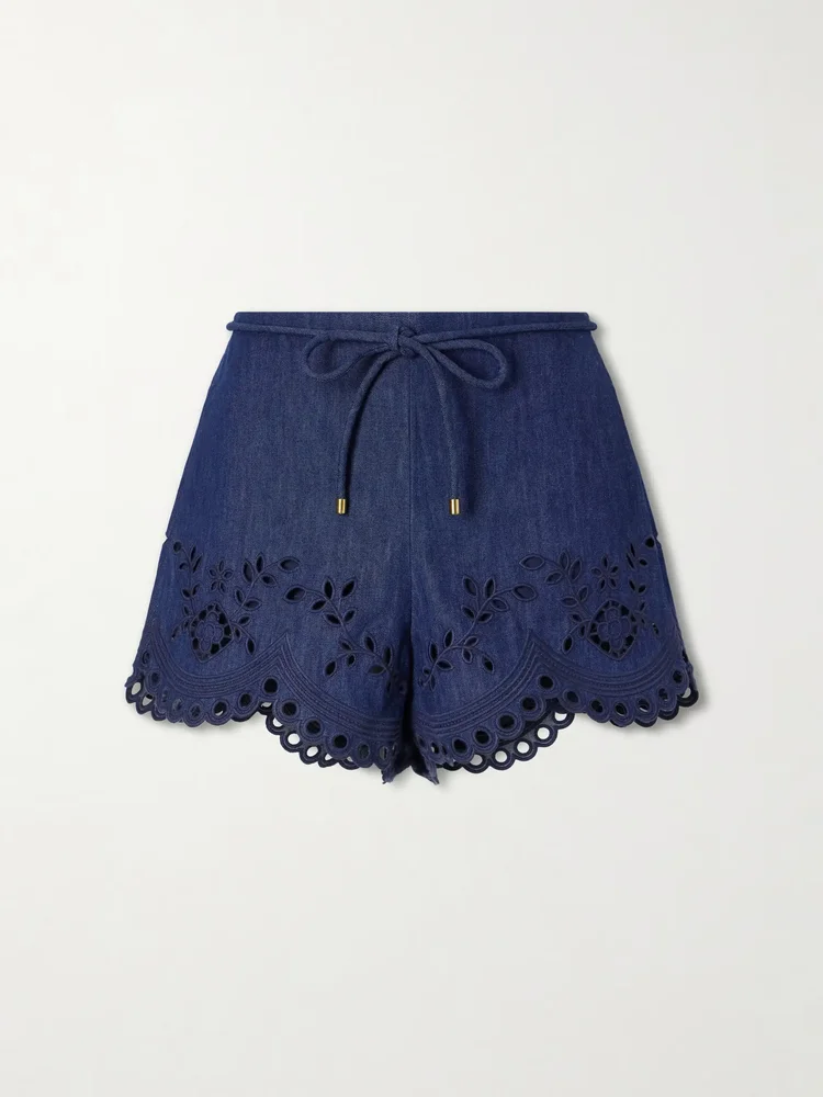 Mahon broderie anglaise denim shorts