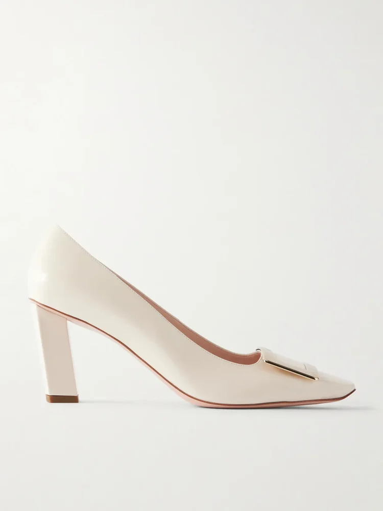 Belle Vivier 75 buckled patent-leather pumps