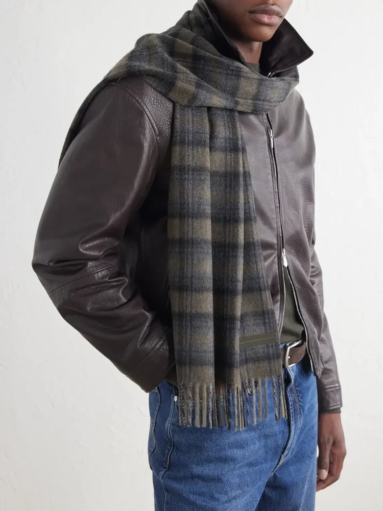Checked Brushed Cashmere Scarf