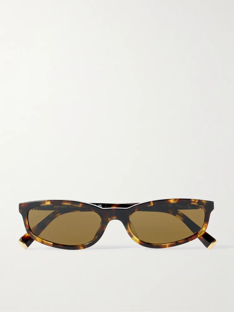Oval-frame tortoiseshell acetate sunglasses
