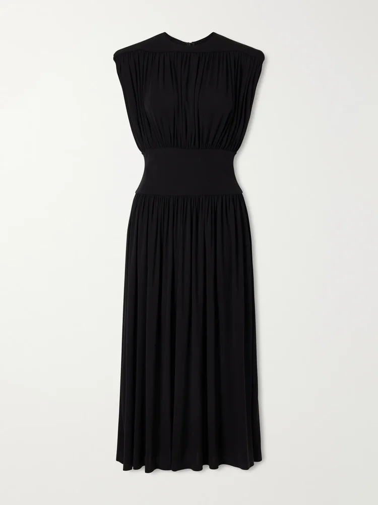 Fran gathered crepe midi dress