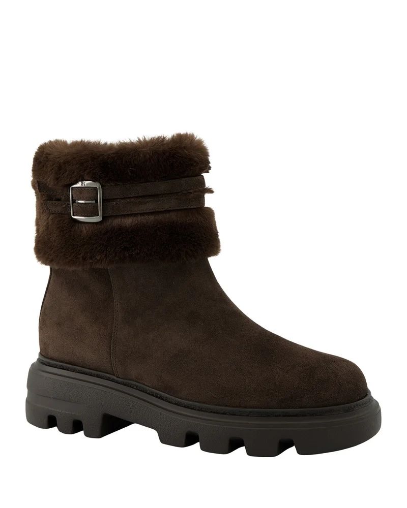 Frosty Leather Faux Fur Lined Boots