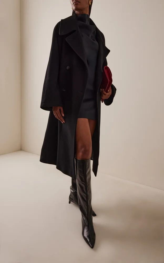 Double-Breasted Wool-Blend Peacoat