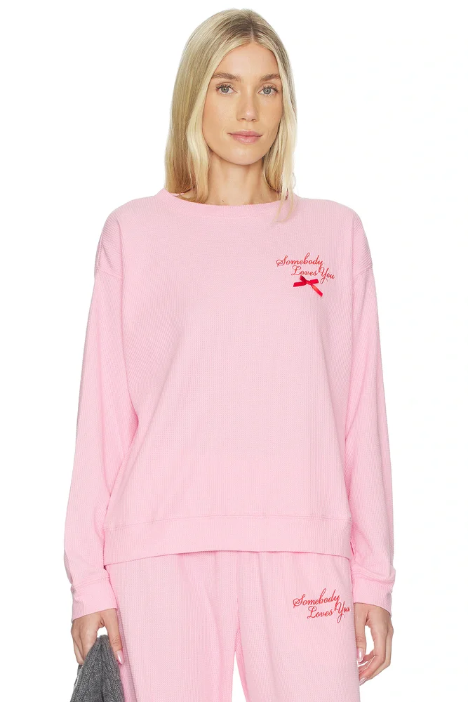 Somebody Love You Waffle Crewneck Sweatshirt