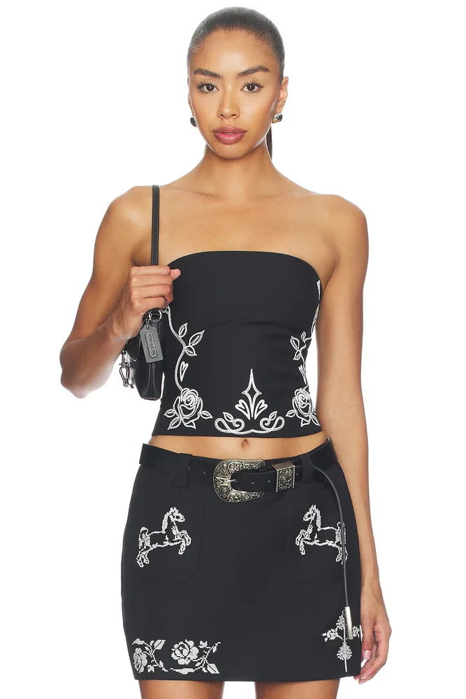 Floral Embroidered Tube Top