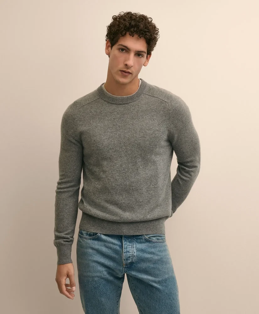 3-Ply Cashmere Crewneck Saddle Shoulder Sweater