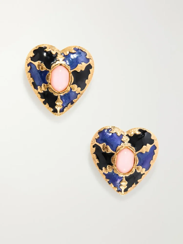 Bo Coeur gold-tone enamel earrings