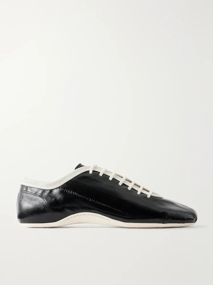 Glossed Leather Sneakers