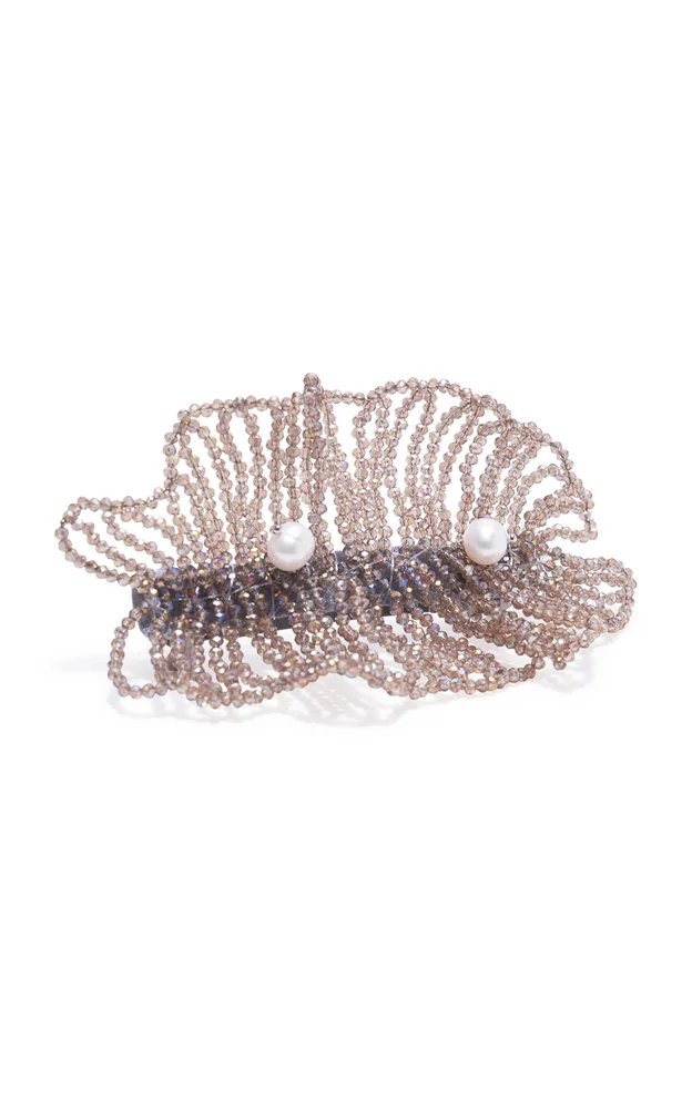 Pearl-Embellished Beaded Hair Clip