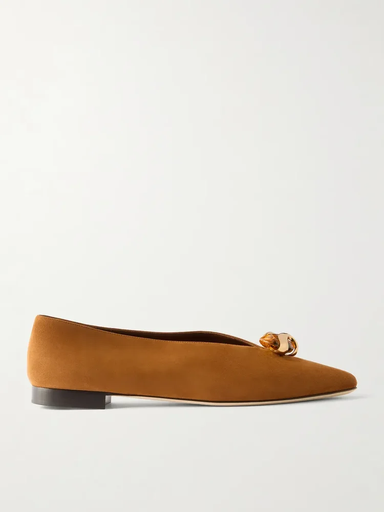Margot embellished suede ballet flats