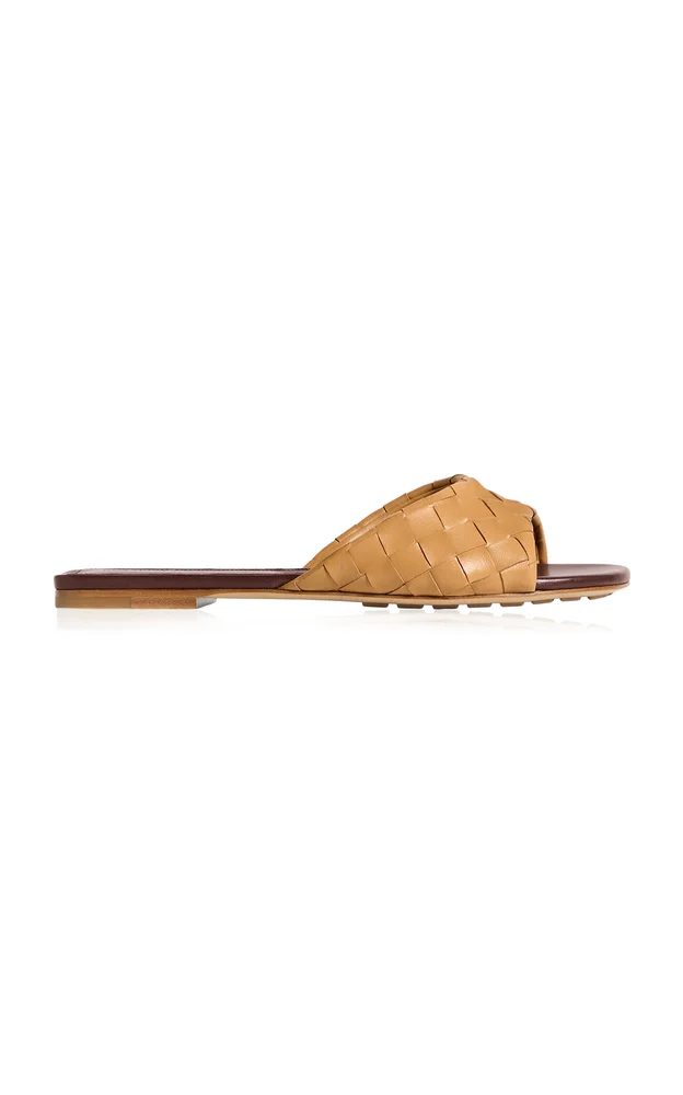 Livia Flat Intrecciato Leather Sandals