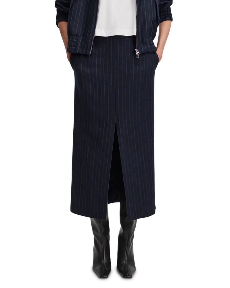 Bessie Wool Blend Pinstriped Midi Skirt