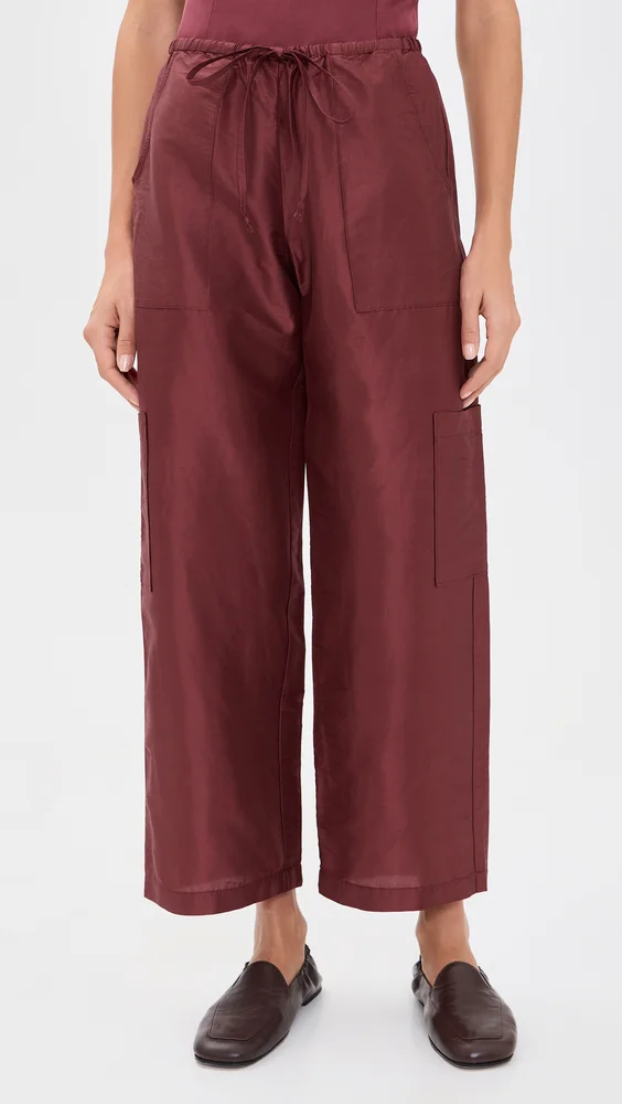 The Silk Taffeta Drawstring Cargo Pants